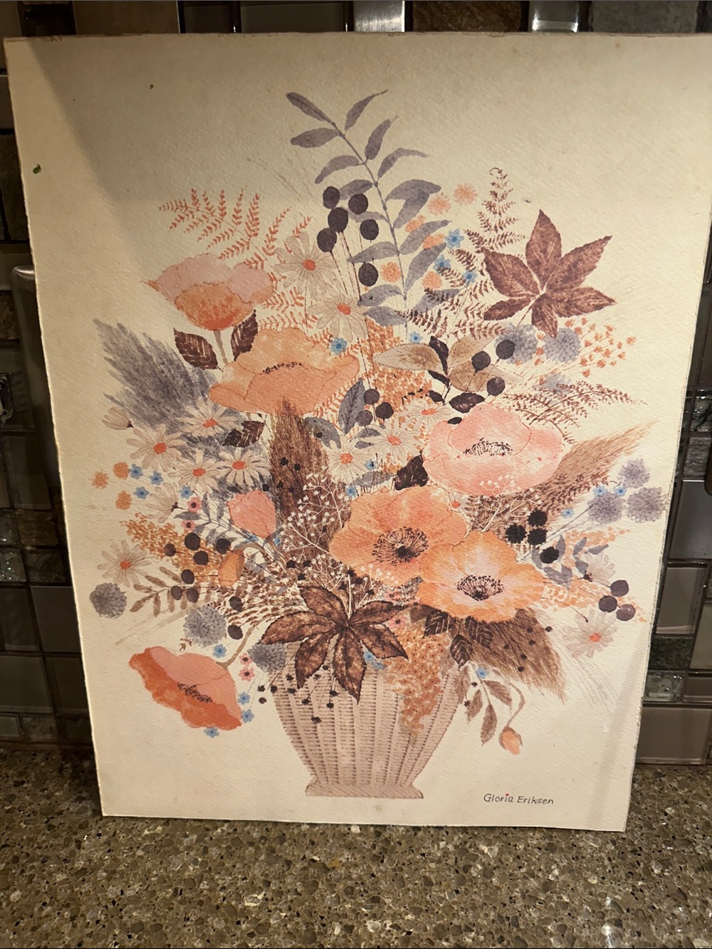 Vintage 1981 “Floral Fantasy” lithograph by Gloria Eriksen